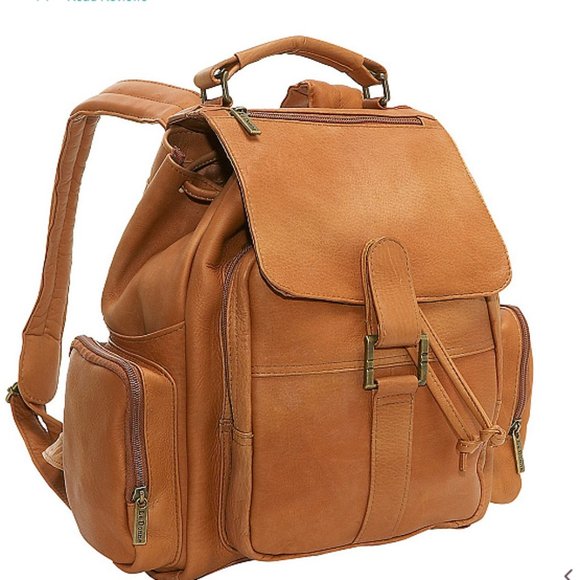 Le Donne Classic Multi Pocket Backpack Tan New  k1 main image 5